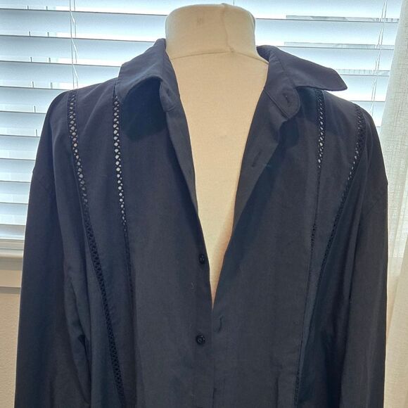 COOFANDY Collar black Button Up Shirt Men embroidered sz 2XL - Picture 6 of 12